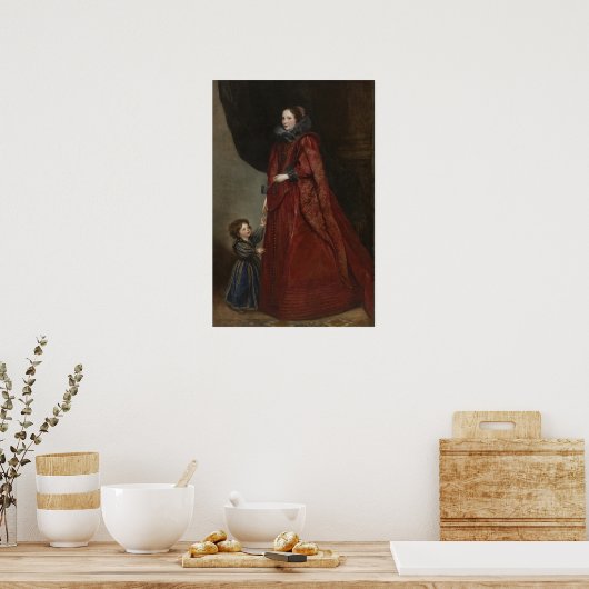 Van Dyck - portret van een vrouw en kind Poster (Keuken)