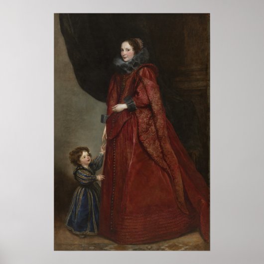 Van Dyck - portret van een vrouw en kind Poster (Voorkant)