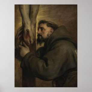 Van Dyck - Saint Francis van Assisi aan de voet va Poster