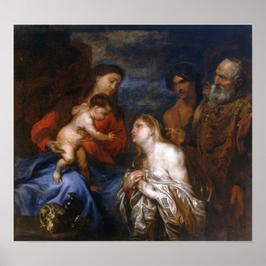 Van Dyck - Virgin, Kind met het Repiëren van Zinne Poster (Voorkant)