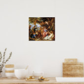 Van Dyck - Wedstrijd van gele en bosbessen kussen Poster (Keuken)