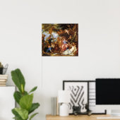 Van Dyck - Wedstrijd van gele en bosbessen kussen Poster (Thuiskantoor)