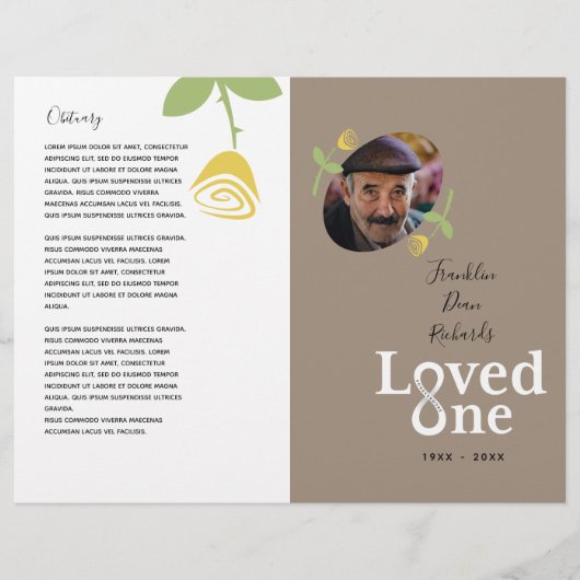 Van één gele roze kok Memorial Service Programme Flyer (Voorkant)