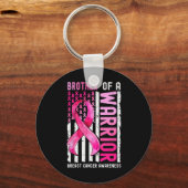Van Een Krijger Borstkanker USA Vlag Bewustzijn Ro Sleutelhanger (Voorkant)