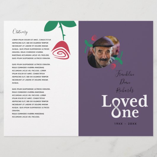 Van één Red Rose Bud Memorial Service Program Flyer (Voorkant)