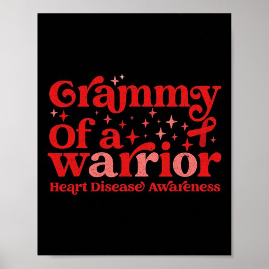 Van een Warrior Heart Disease Awareness Red Ribbon Poster (Voorkant)