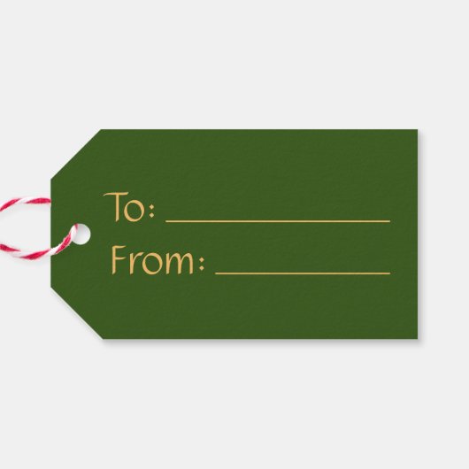 Van en naar Groen Goud Elegante Eenvoudige Kerst Cadeaulabel (Achterkant Horizontaal)