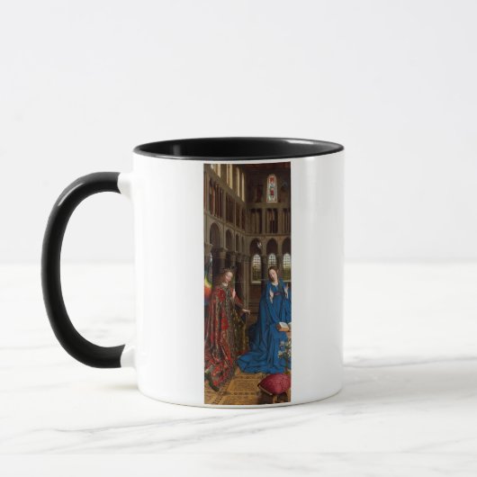 Van Eyck’s Annunciatie Premium Kathedraal Licht Mok (Links)