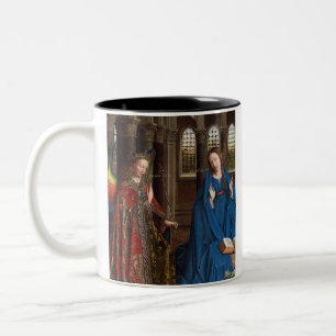 Van Eyck’s Annunciation Premium Kathedraal Licht Tweekleurige Koffiemok