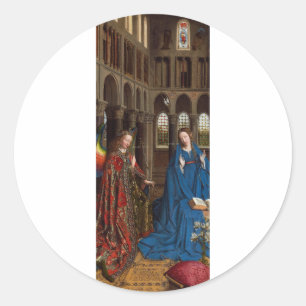 Van Eycks Ontvangenis Premium Kathedraal Licht Ronde Sticker