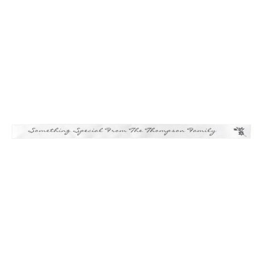 Van familienaam Gifting Script White Black Flower Satijnen Lint (Voorkant)