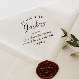 Van familienaam legant eenvoudig terugkeeradres rubberstempel