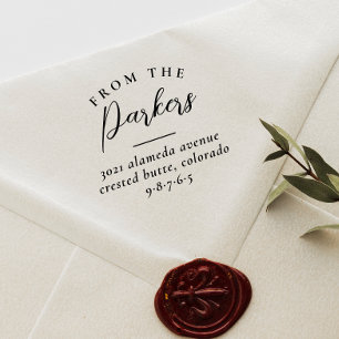 Van familienaam legant eenvoudig terugkeeradres rubberstempel