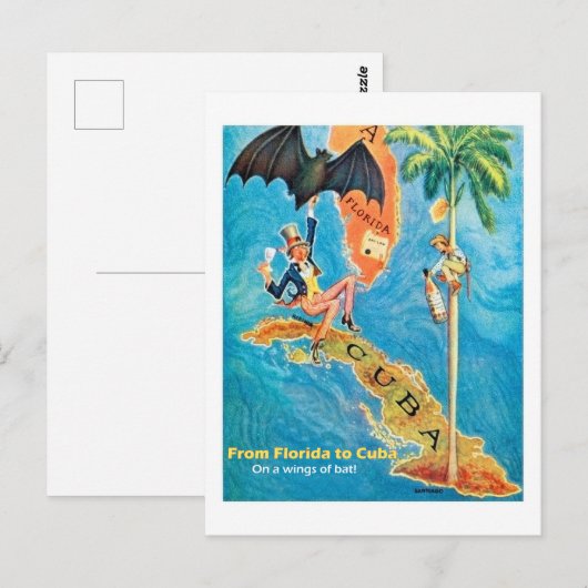Van Florida tot Cuba,  grappige illustratie Briefkaart (Voorkant / Achterkant)