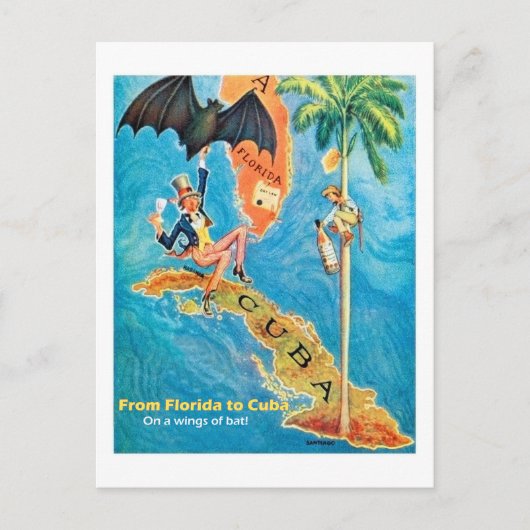 Van Florida tot Cuba,  grappige illustratie Briefkaart (Voorkant)