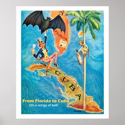 Van Florida tot Cuba,  grappige illustratie Poster (Voorkant)