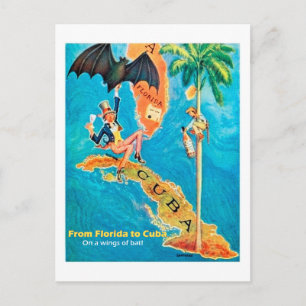 Van Florida tot Cuba, vintage grappige illustratie Briefkaart