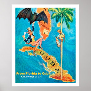 Van Florida tot Cuba, vintage grappige illustratie Poster