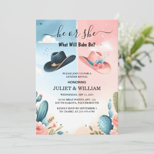 Van Fun Barn Pet Boerderij Film USA Cowboy Gendero Kaart (Staand voorkant)