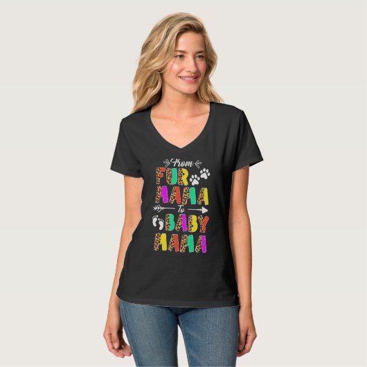 Van Fur Mama tot Baby Mama New Mam Moederdag T-shirt (Voorkant volledig)