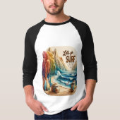 Van geparkeerd met surfplanken op zandstrand t-shirt (Voorkant)