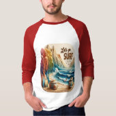 Van geparkeerd met surfplanken op zandstrand t-shirt (Voorkant)