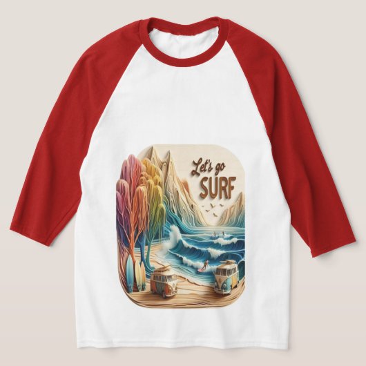 Van geparkeerd met surfplanken op zandstrand t-shirt (Laagn)
