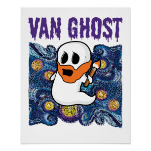Van Ghost Funny Art Halloween Van Gogh Perfect Poster