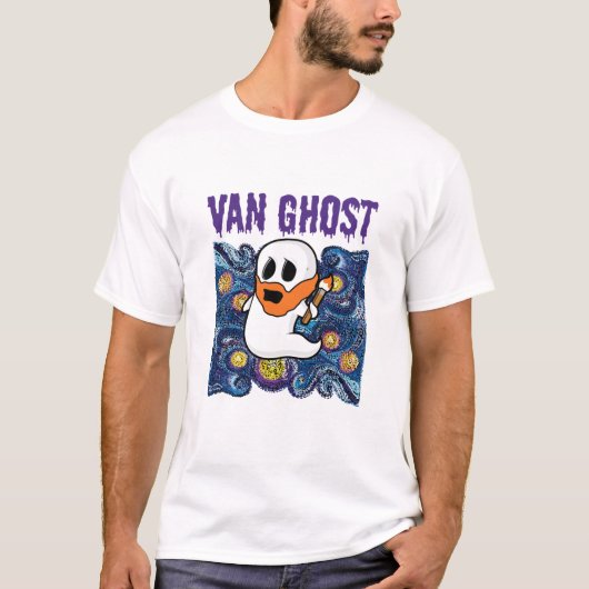 Van Ghost Funny Art Halloween Van Gogh T-shirt (Voorkant)