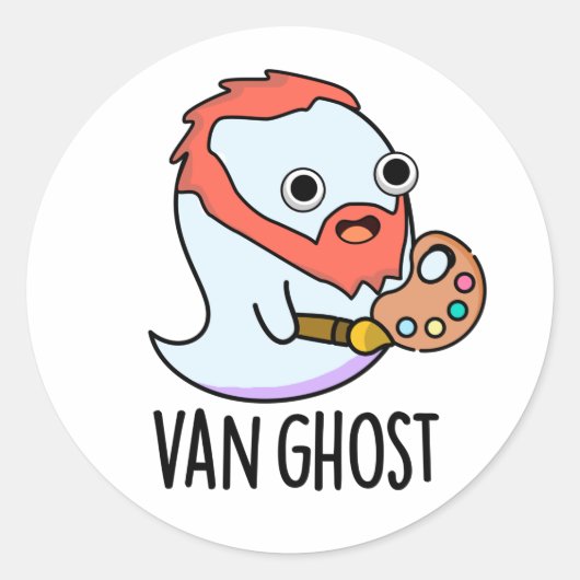Van Ghost Funny Artist Ghost Pun Ronde Sticker (Voorkant)
