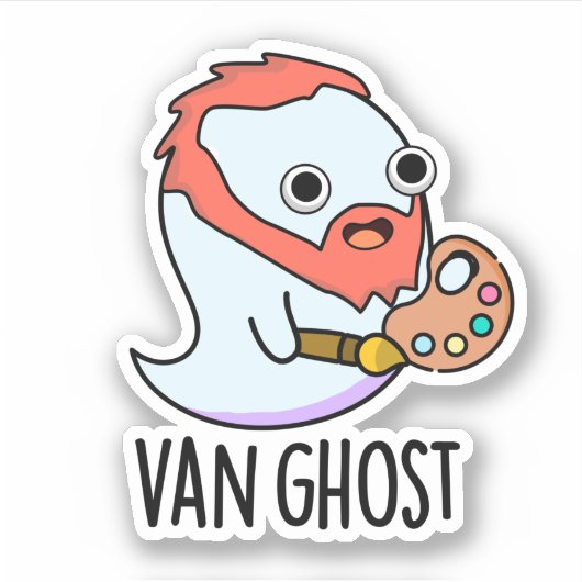Van Ghost Funny Artist Ghost Pun Sticker (Voorkant)