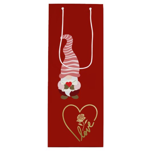 Van Gnome met Liefde mijn Valentijn Wijn Cadeautas (Voorkant)