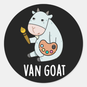 Van Goat Funny Artist Pun Dark BG Ronde Sticker