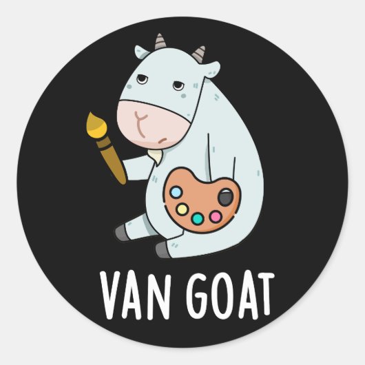 Van Goat Funny Artist Pun Dark BG Ronde Sticker (Voorkant)