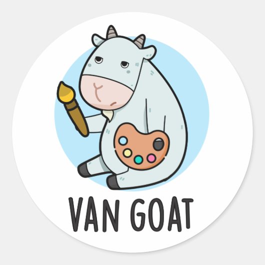 Van Goat Funny Artist Pun Ronde Sticker (Voorkant)