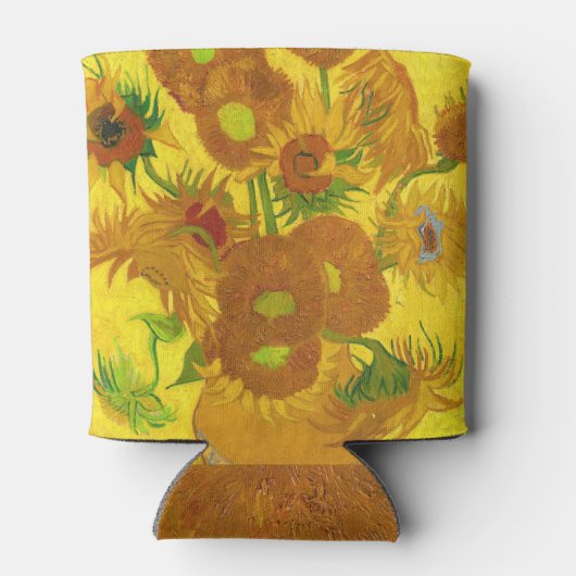 Van Gogh 15 zonnebloemen in een vasje Blikjeskoeler (Achterkant)