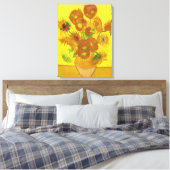 Van Gogh 15 zonnebloemen in een vasje Canvas Afdruk (Insitu (Slaapkamer))