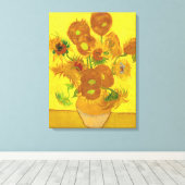 Van Gogh 15 zonnebloemen in een vasje Canvas Afdruk (Insitu (Houten vloer))