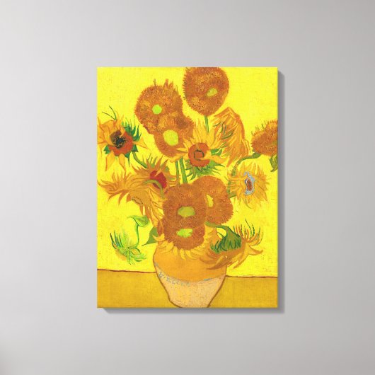 Van Gogh 15 zonnebloemen in een vasje Canvas Afdruk (Voorkant)