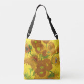 Van Gogh 15 zonnebloemen in een vasje Crossbody Tas (Achterkant)