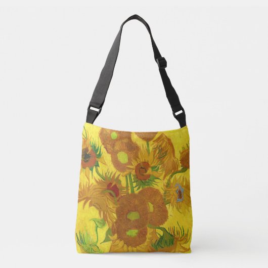 Van Gogh 15 zonnebloemen in een vasje Crossbody Tas (Voorkant)