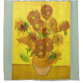 Van Gogh 15 zonnebloemen in een vasje Douchegordijn (Voorkant)