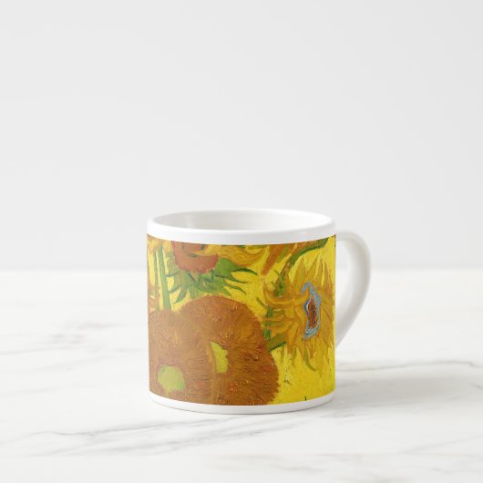 Van Gogh 15 zonnebloemen in een vasje Espresso Kop (Voorkant rechts)