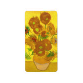 Van Gogh 15 zonnebloemen in een vasje Etiket (Voorkant)
