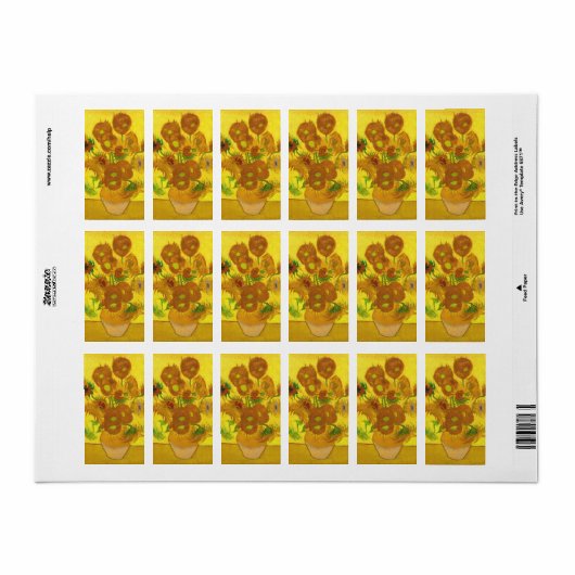 Van Gogh 15 zonnebloemen in een vasje Etiket (Full Sheet)