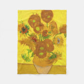 Van Gogh 15 zonnebloemen in een vasje Fleece Deken (Voorkant)