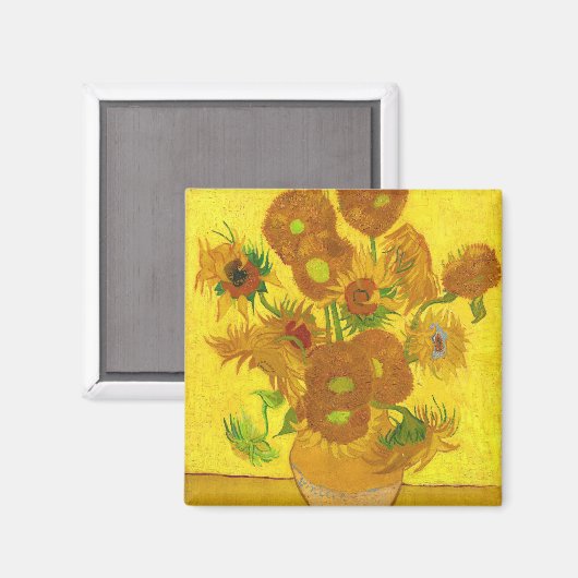 Van Gogh 15 zonnebloemen in een vasje Magneet (Voorkant / Achterkant)