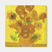 Van Gogh 15 zonnebloemen in een vasje Magneet (Voorkant)