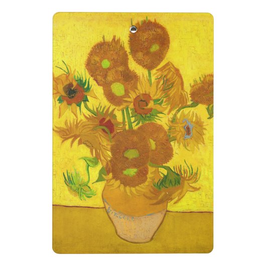 Van Gogh 15 zonnebloemen in een vasje Mini Klembord (Achterkant)