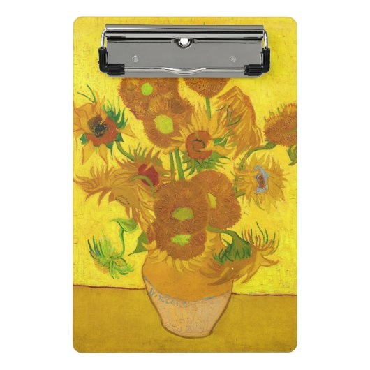 Van Gogh 15 zonnebloemen in een vasje Mini Klembord (Voorkant)